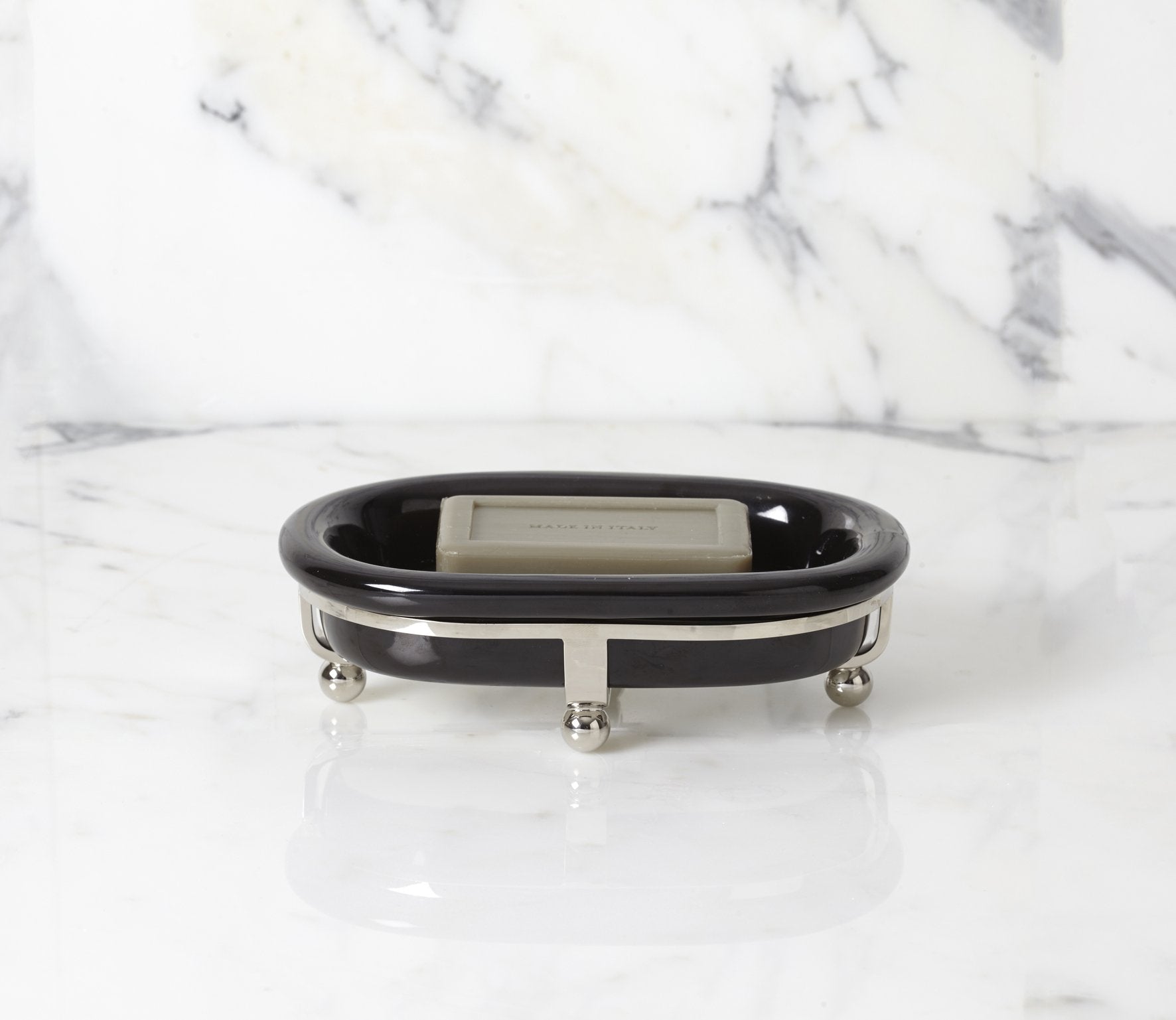 Moderna Soap Dish Black Porcelain Freestanding