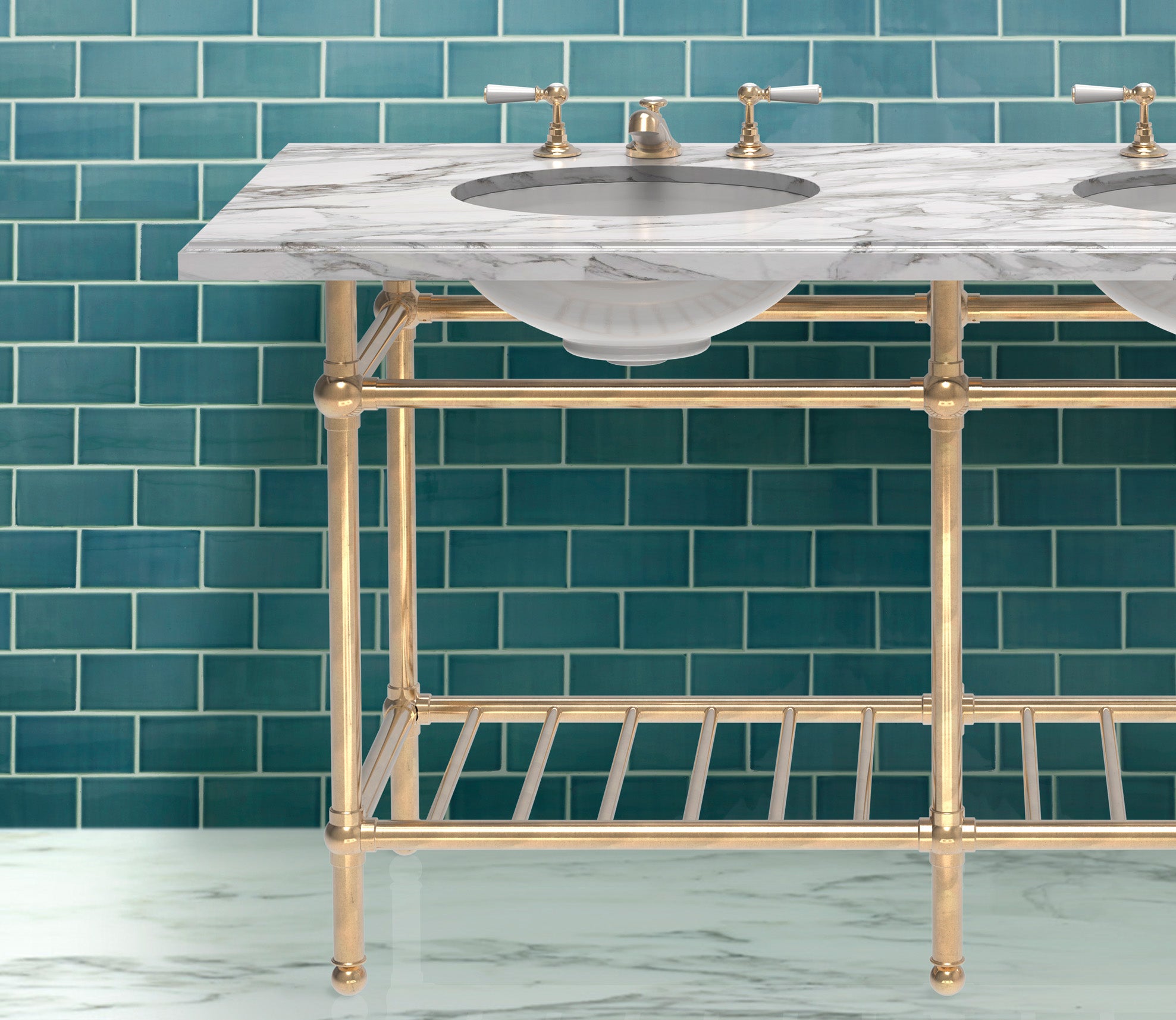 Gotham Washstand with Metal Shelf Double