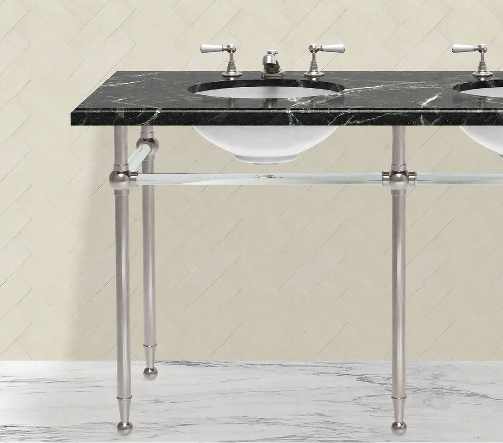 Hanbury Washstand With Glass Rails Double 5-Leg