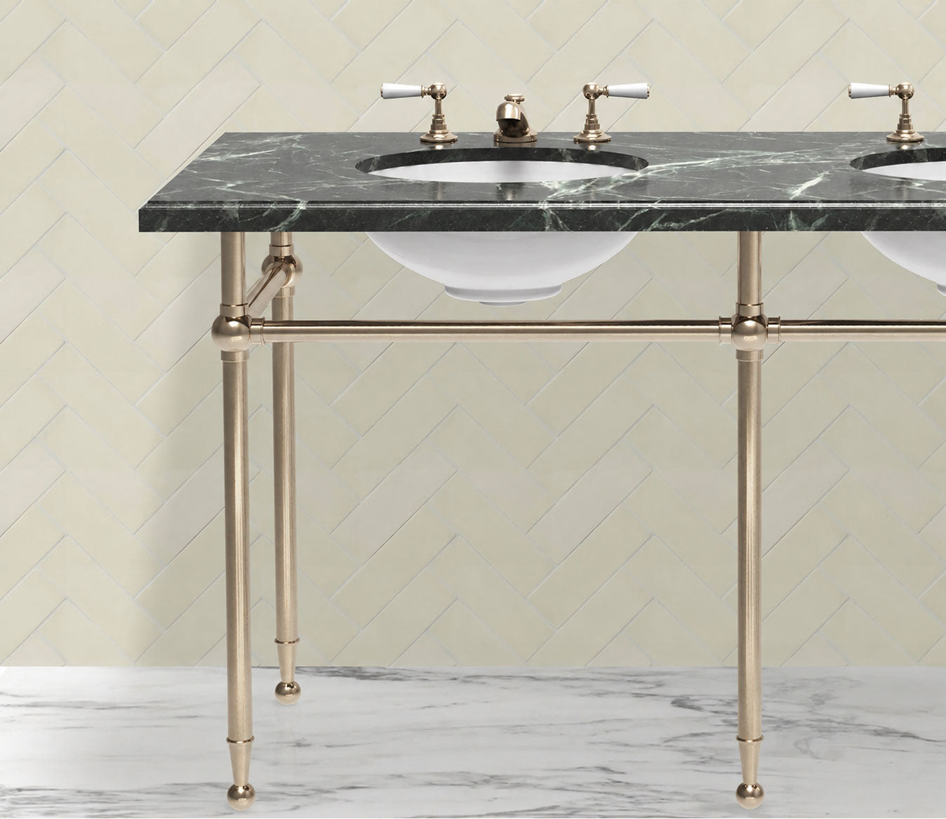 Hanbury Washstand With Metal Rails Double 5-Leg