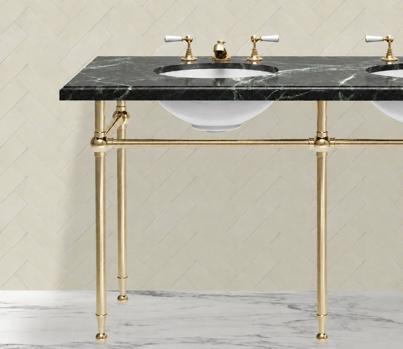 Hanbury Washstand With Metal Rails Double 5-Leg