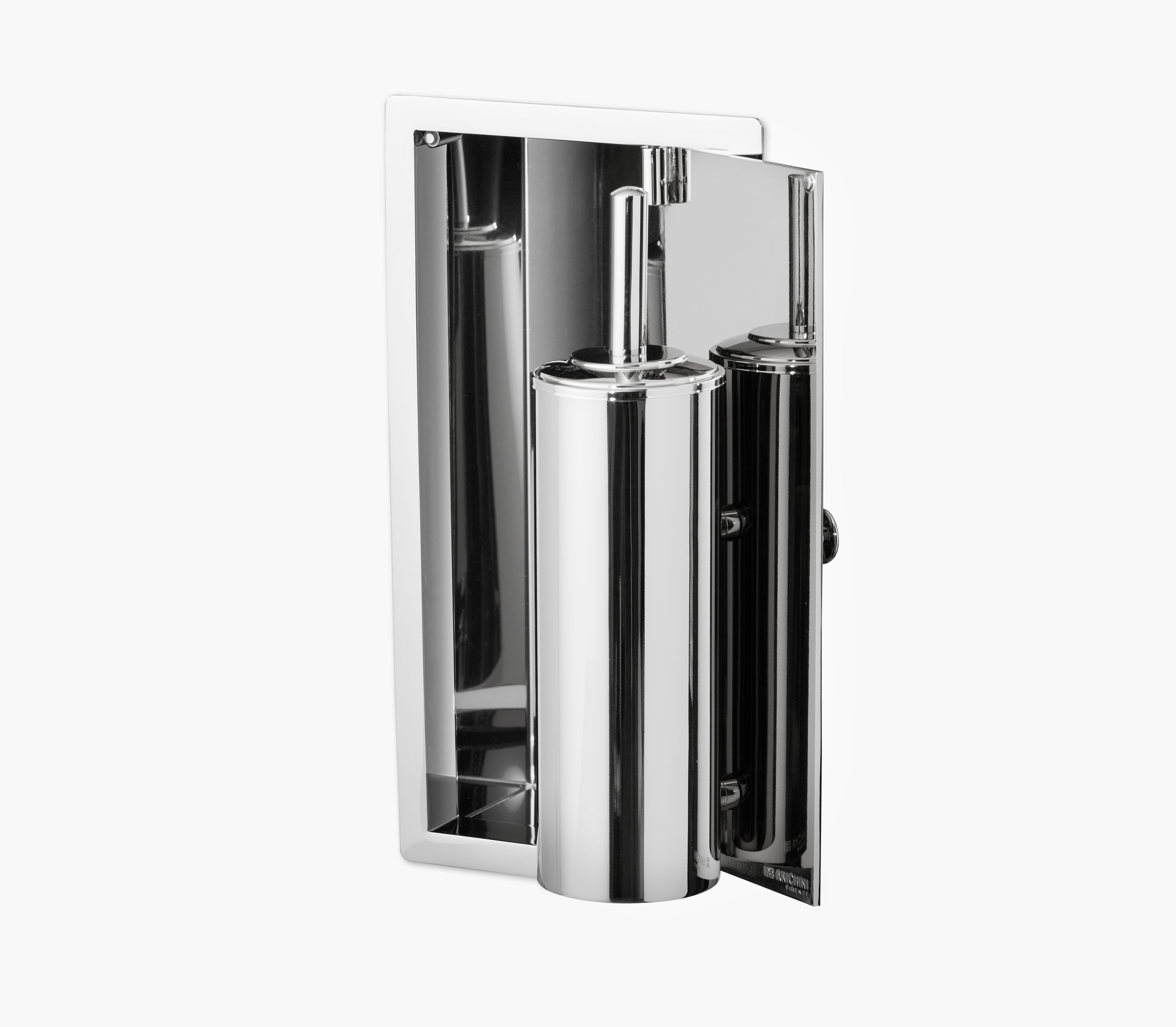 Wall Recessed Toilet Brush - Open Left, Hinge on Right side