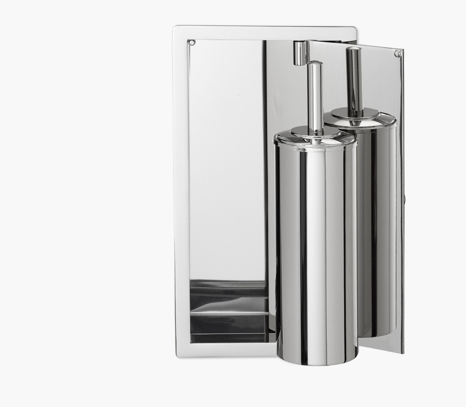 Wall Recessed Toilet Brush - Open Right. Hinge on Left side