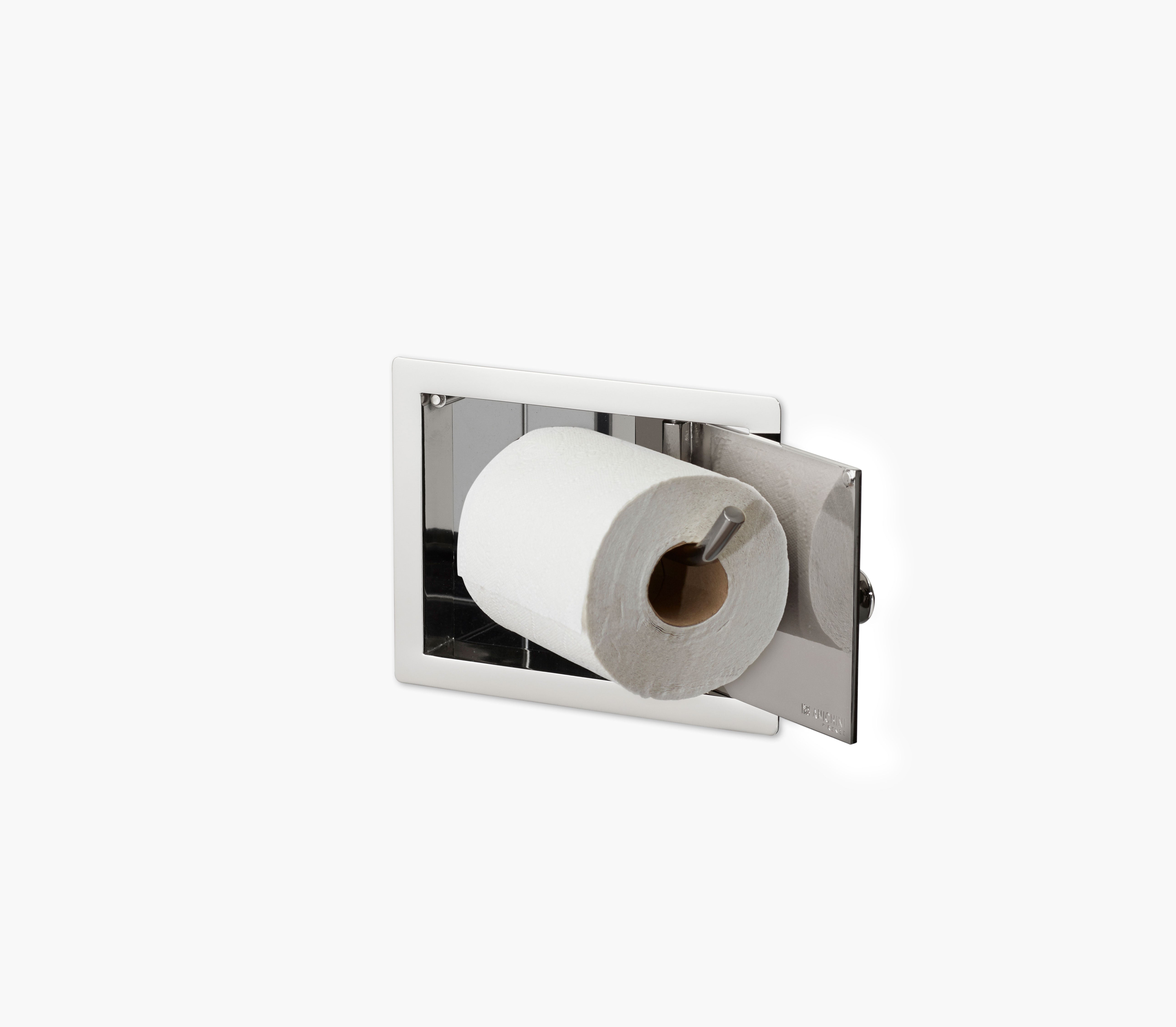 Wall Recessed Toilet Paper Holder II Large - Open Left. Hinge on Right side