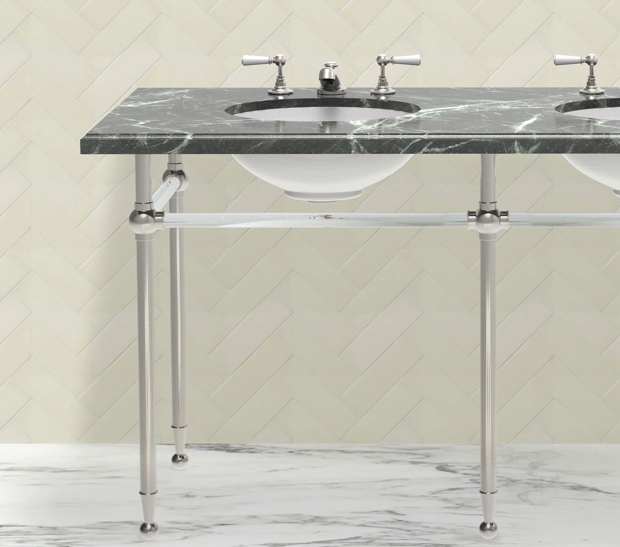 Hanbury Washstand With Glass Rails Double 5-Leg Product Image 1