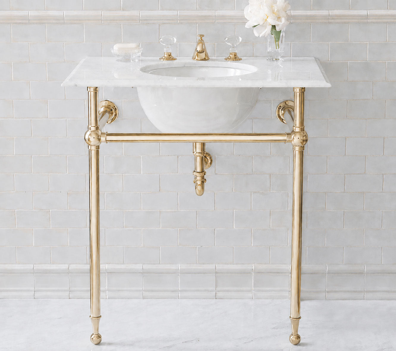Hanbury Washstand With Metal Rails Single 2-Leg