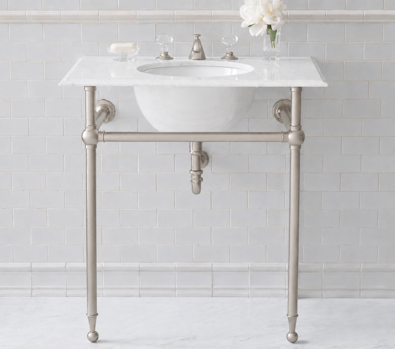 Hanbury Washstand With Metal Rails Single 2-Leg