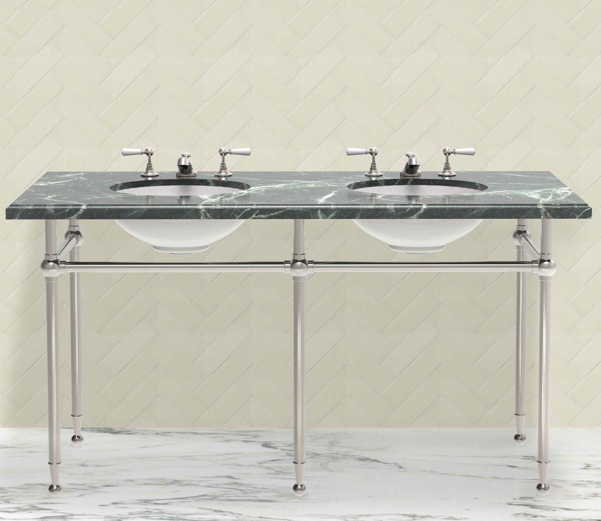 Hanbury Washstand With Metal Rails Double 5-Leg Product Image 2