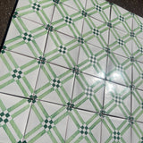 Series S Square 150mm Federica Green on White (22 Tiles per box) - 26 Boxes