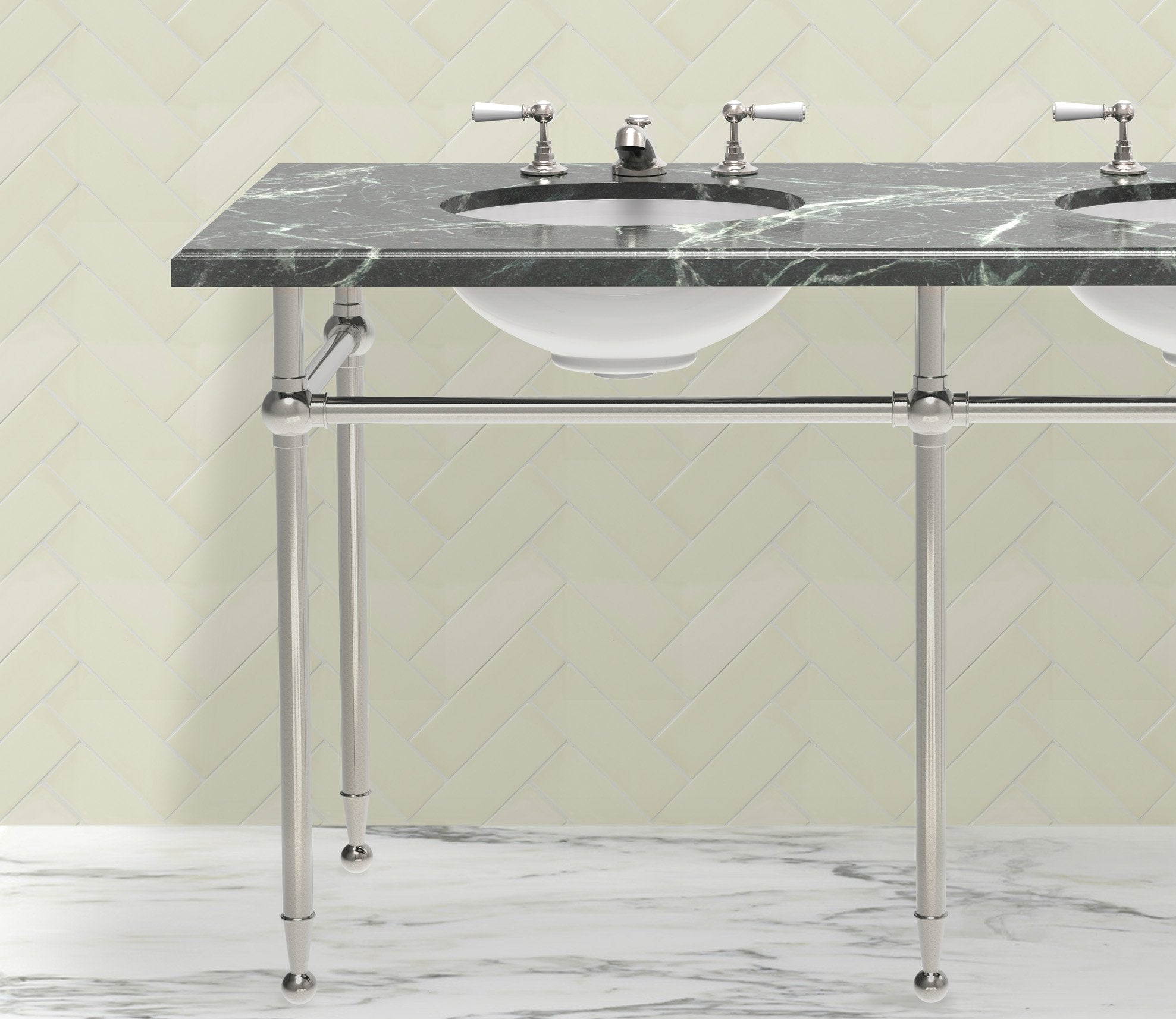 Hanbury Washstand With Metal Rails Double 5-Leg Product Image 1