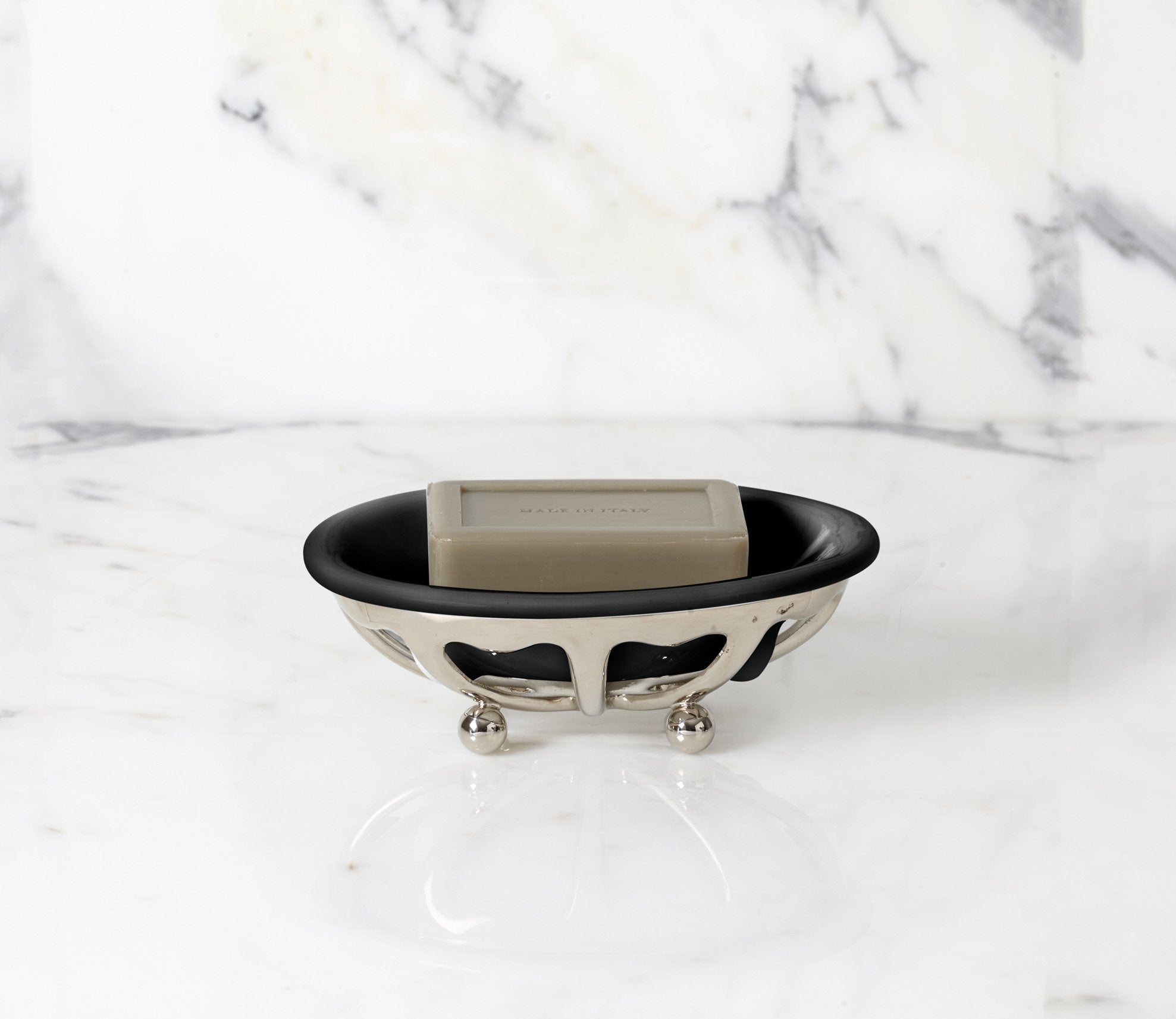 Classic Soap Dish with Black Porcelain Product Image 1