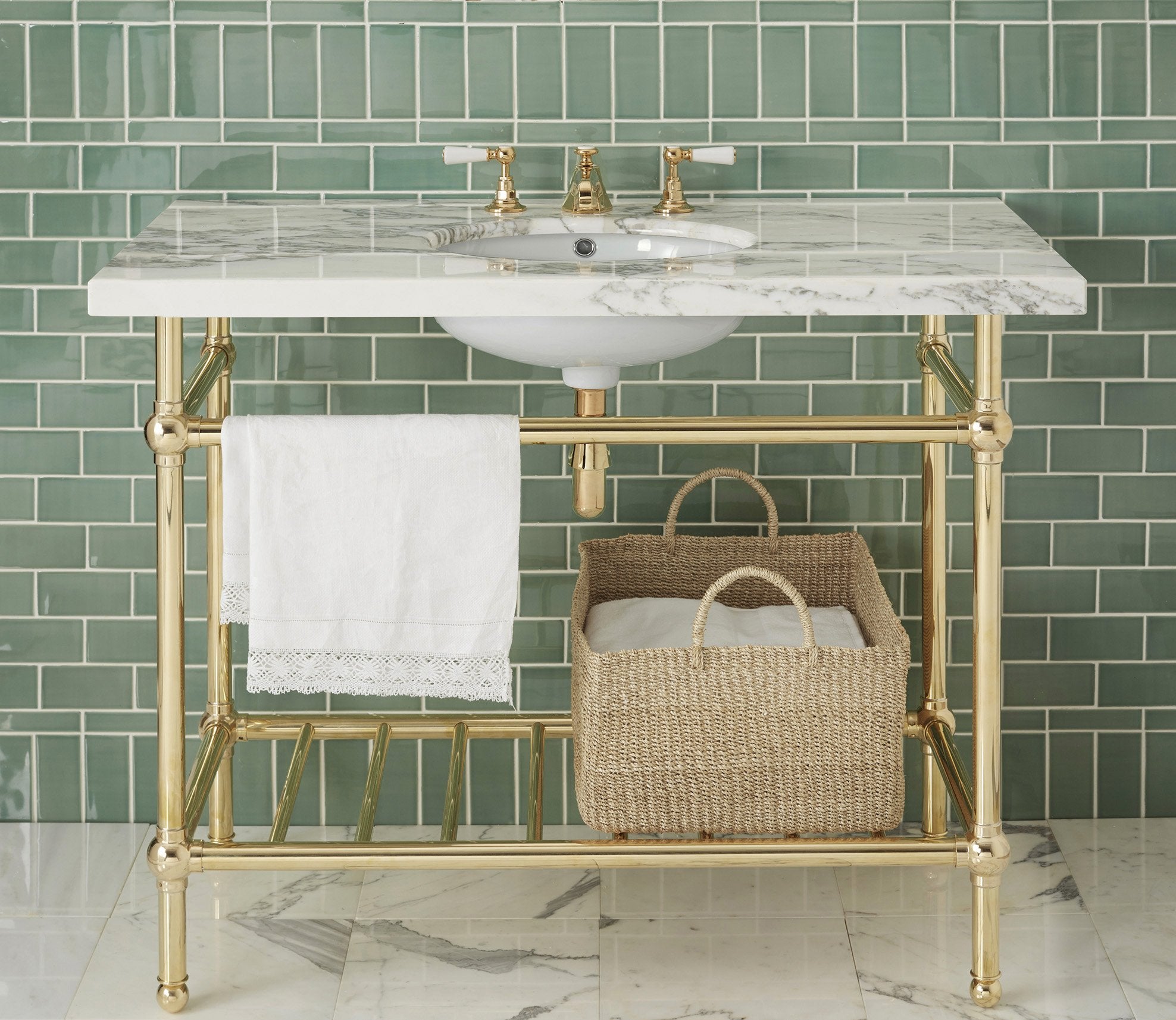 Gotham Washstand with Metal Shelf Extra Wide Single Product Image 1
